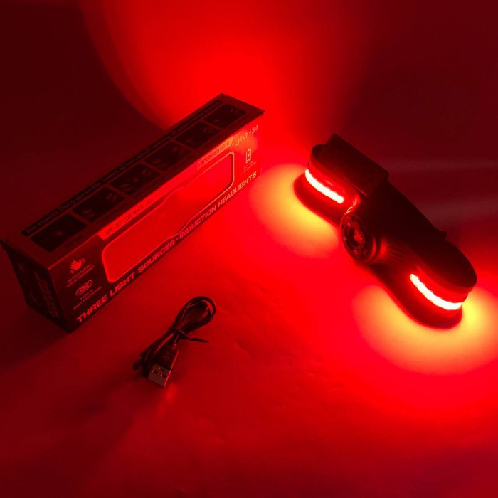 Ліхтар налобний T134-XPE-4COB (white+yellow+red) Motion Sensor, налобний ліхтарик із usb зарядкою