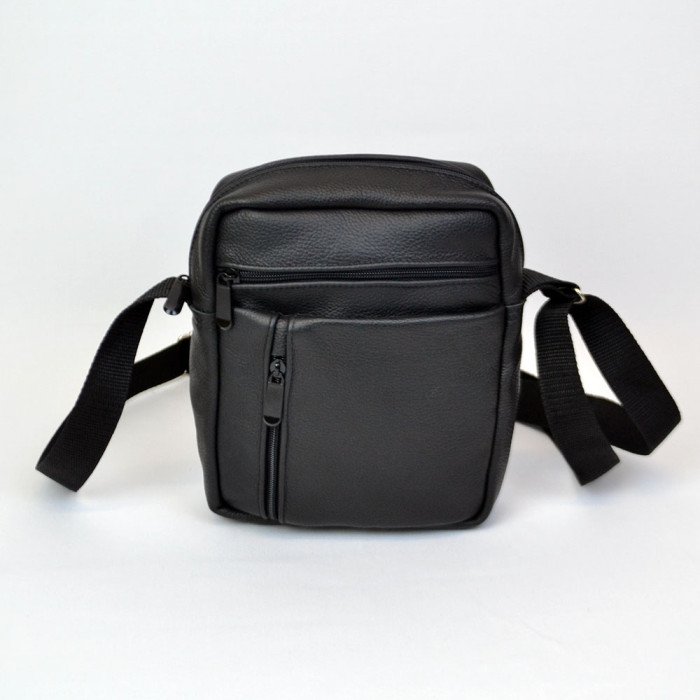 Елегантна чоловіча шкіряна сумка-месенджер із натуральної шкіри на 5 відділень, чоловіча сумка через спину