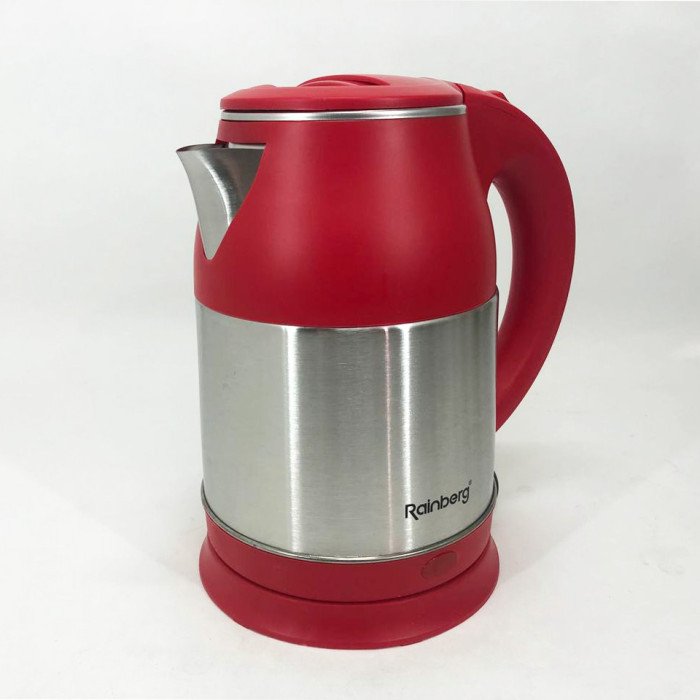 Електрочайник Rainberg RB-808 2 л нержавіюча сталь, стильний електричний чайник. Колір: червоний