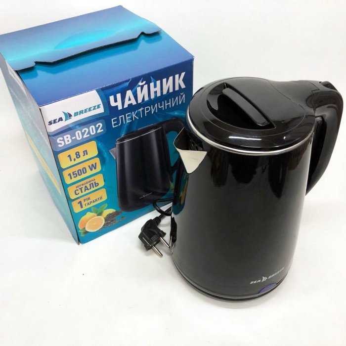 Чайник термос SeaBreeze SB-0202 1.8 Л, 1500Вт, гарний електричний чайник, тихий електричний чайник