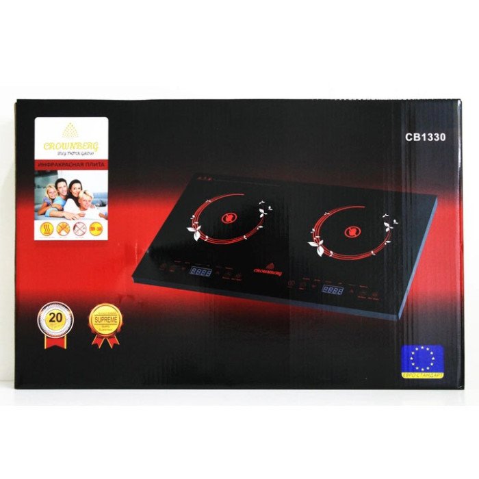 Інфрачервона двокомфоркова плита Crownberg CB-1330 із сенсорним керуванням 2000 Вт