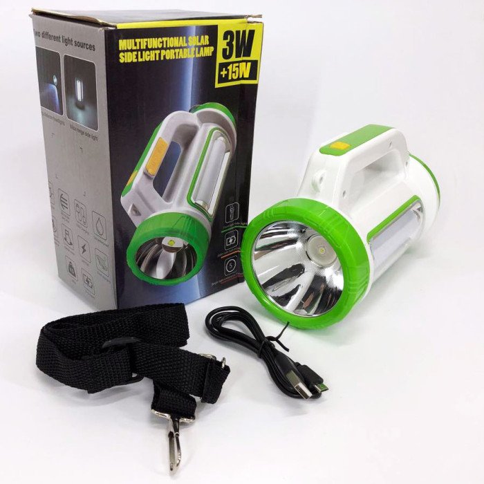 Ліхтар кемпінговий із сонячною панеллю 5158-LED-COB power bank, переносний ліхтар. Колір: зелений