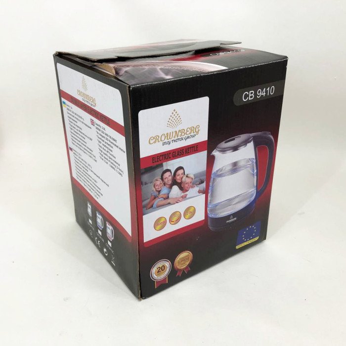 Електричний скляний чайник Crownberg CB-9410. Колір: рожевий