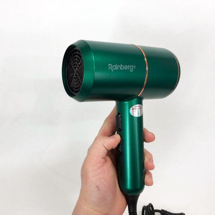 Фен для укладання та сушіння волосся Rainberg RB-2211 + насадка-концентратор, гарний потужний фен. Колір: зелений