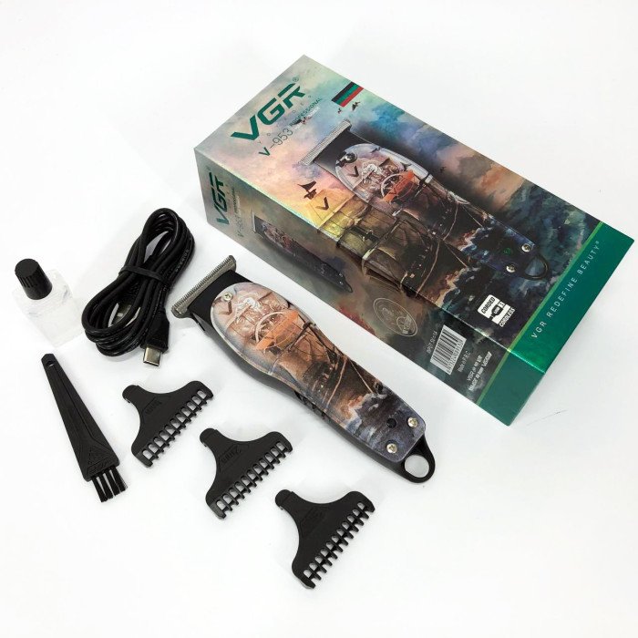 Професійний триммер для стрижки волосся та бороди VGR V-953 з насадками, окантувальна машинка