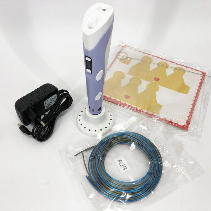 3D ручка Smart 3D Pen 2 c LCD дисплеєм, Ручка для об'ємного малювання, Дитяча 3д ручка. Колір: фіолетовий