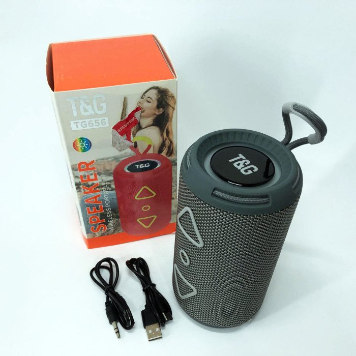Bluetooth колонка портативна TG656 FM-радіо, Гучна блютуз колонка, Колонка для вечірки. Колір: сірий