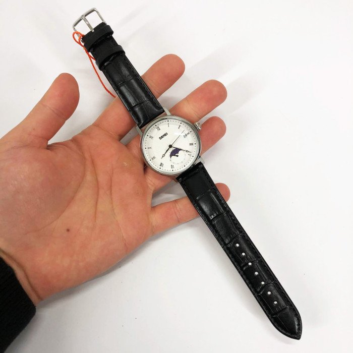 Годинник наручний чоловічий SKMEI 9308SIBK, чоловічий годинник стильний годинник на руку, модний чоловічий годинник круглий