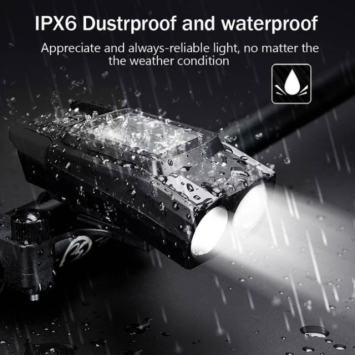 Велофара з комп'ютером та сигналом BK-1920-2T6 велоліхтар із виносною кнопкою, Велоліхтар із водозахистом
