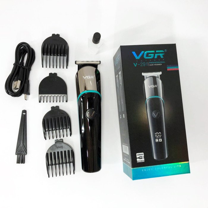 Професійна машинка для стрижки волосся триммер VGR V-291 з насадками, електробритва. Колір: зелений