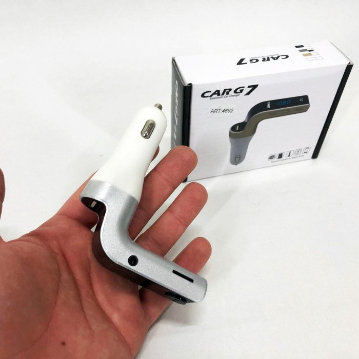 Модулятор FM MOD G7 Bluetooth, Bluetooth модулятор в машину, Фм модулятор блютуз в машину. Колір: сірий