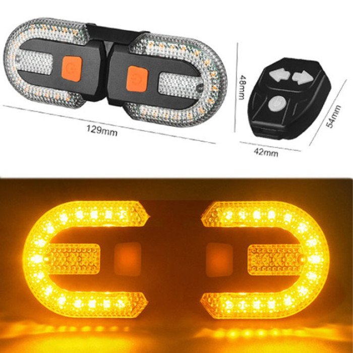 Задній габаритний вело ліхтар з поворотами FY-1825 STOP yellow з дистанційним пультом.