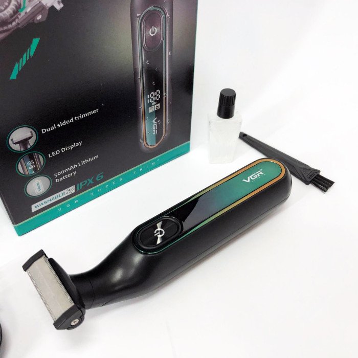 Електробритва VGR V-360 GREEN, Бездротова електробритва, Тример для вусів, Електробритва з насадками