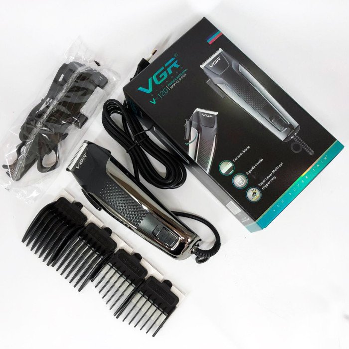 Машинка для стрижки волосся VGR V-120 тример електробритва для бороди з великими насадками від мережі