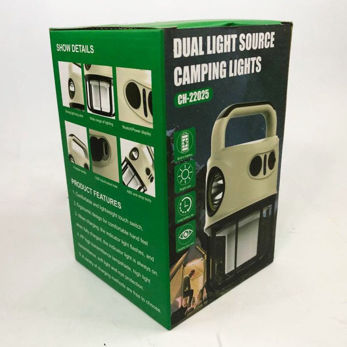 Ліхтар кемпінговий переносний CH-22025 з функцією павербанку, акумуляторна кемпінгова лампа світильник