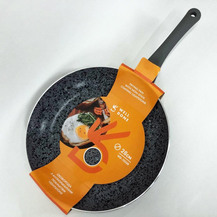 Сковорода Well Done WD-1028B з покриттям LightStone 28 см, сковорода з індукційним дном, для смаження