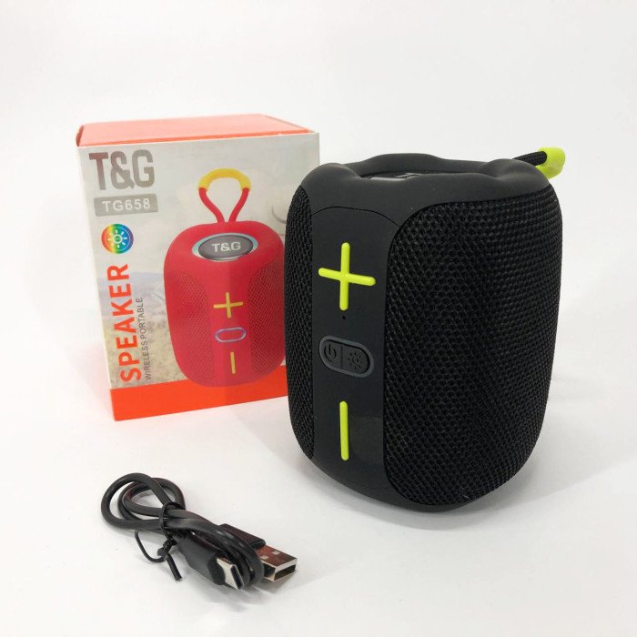 Портативна Bluetooth колонка TG658 8W з RGB підсвічуванням, Бездротова колонка потужна. Колір: чорний