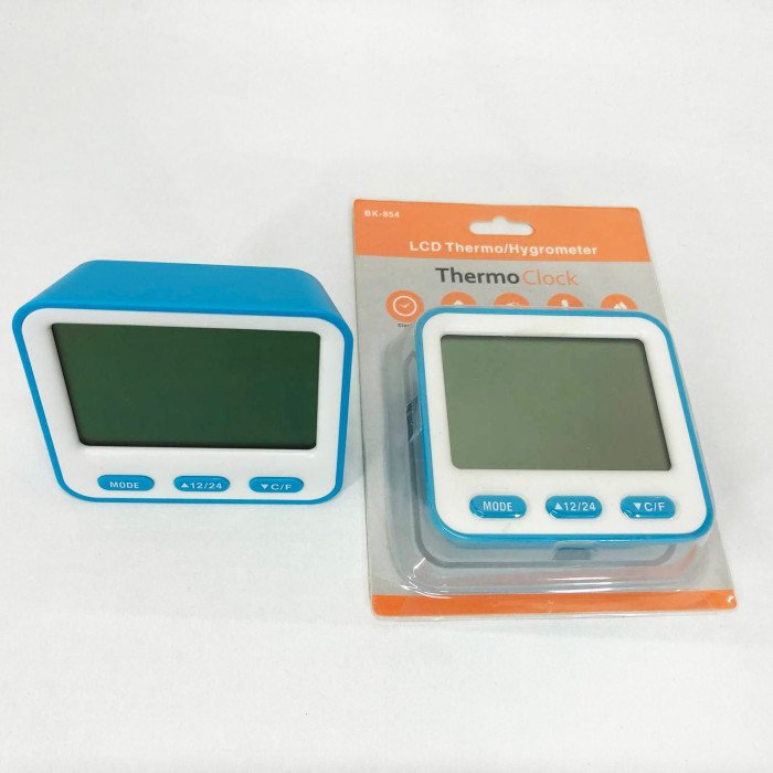 Термометр з гігрометром 854, Гігрометр вимірювання температури, Годинник з дисплеєм температури. Колір: блакитний
