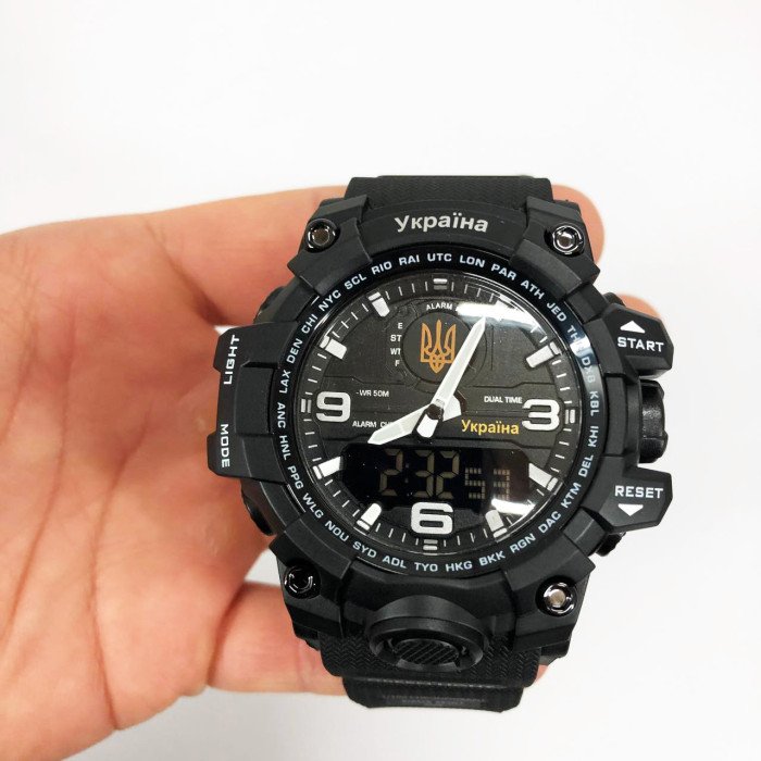 Годинник наручний чоловічий SKMEI 6851/1586BK, Армійський годинник протиударний, Водонепроникний чоловічий годинник