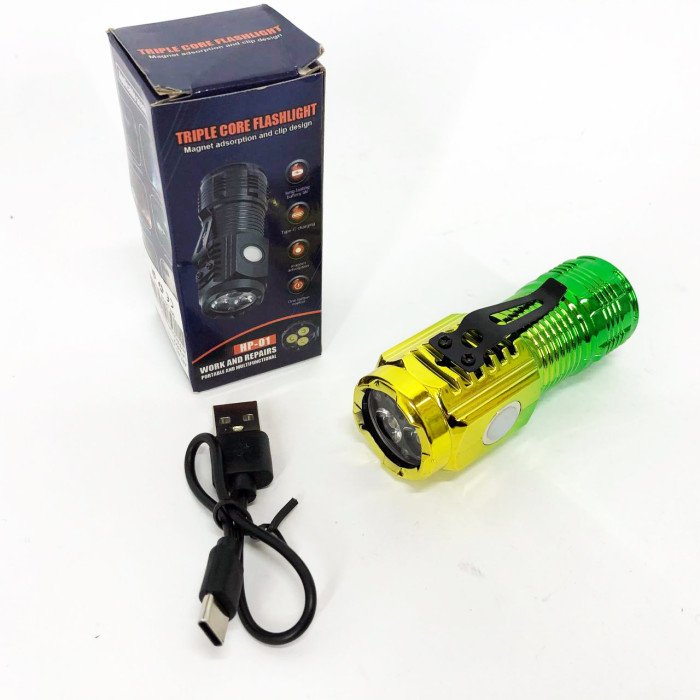 Кишеньковий ліхтарик PLD-HP01-3LED, Потужний акумуляторний лед ліхтарик, лед ліхтар ручний