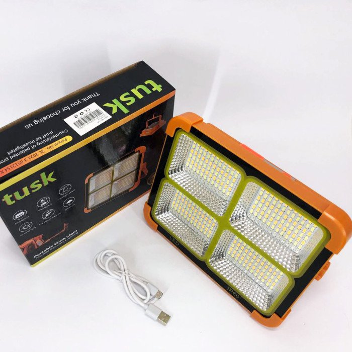 Потужний ліхтар - прожектор із сонячною панеллю та функцією Power bank Solar LED light 12000 mAH