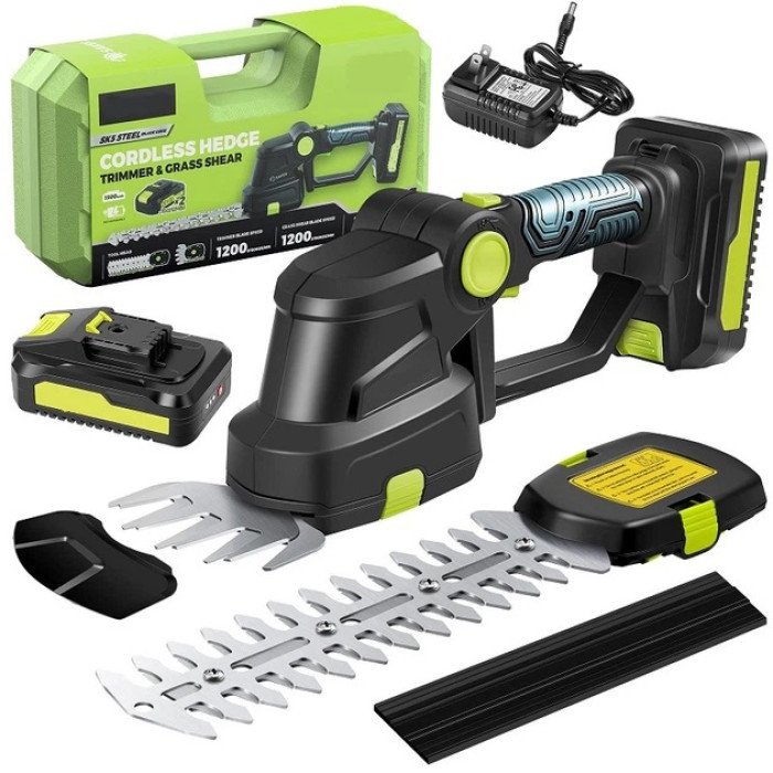 Акумуляторні ножиці кущоріз Krafftec 2 в 1 два акумулятори зарядний пластиковий кейс