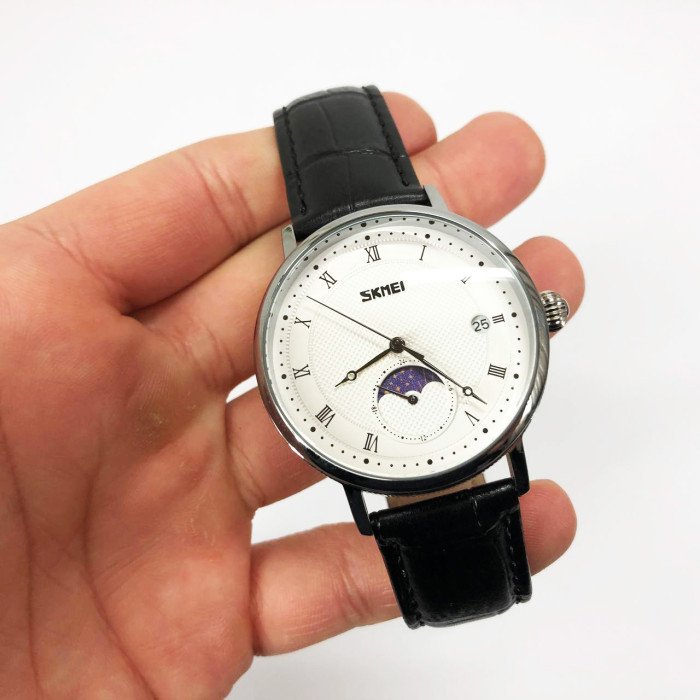 Годинник наручний чоловічий SKMEI 9308SIBK, чоловічий годинник стильний годинник на руку, модний чоловічий годинник круглий