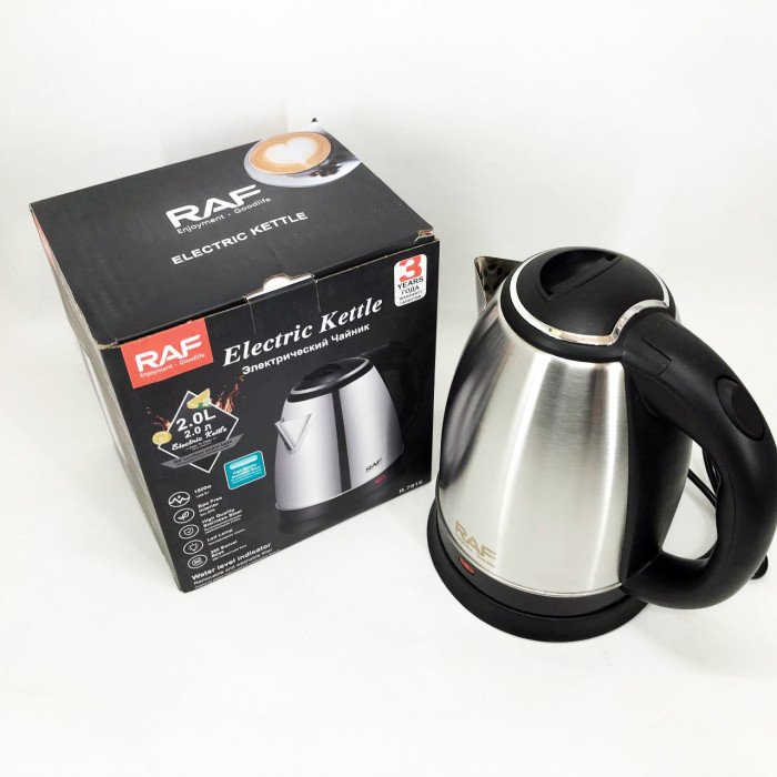 Електрочайник RAF R.7816 металевий дисковий 2 л 2200 Вт, Потужний кухонний чайник