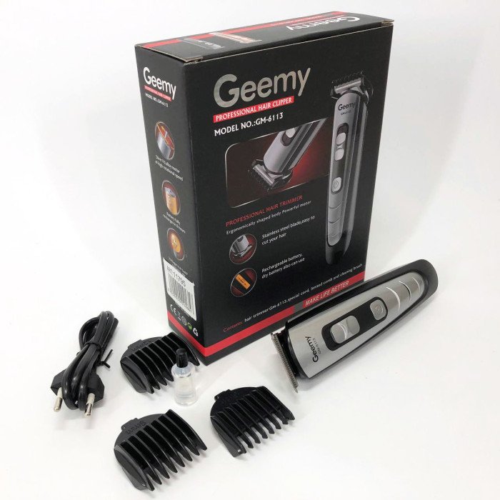 Машинка для стрижки волосся Gemei GM-6113 акумуляторна, Практична машинка для стрижки. Колір: чорний
