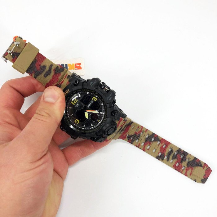 Годинник наручний чоловічий SKMEI 1155BAG RED CAMO, брендовий чоловічий годинник. Колір: червоний камуфляж