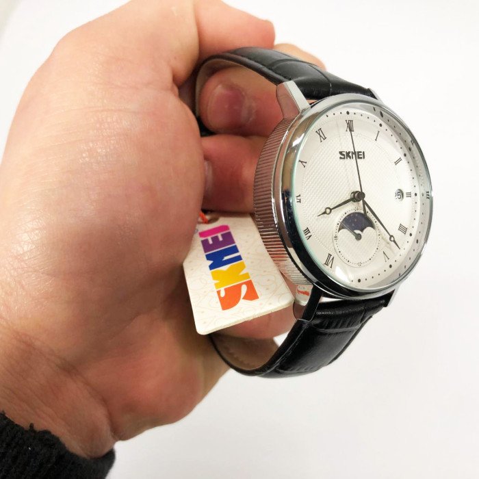 Годинник наручний чоловічий SKMEI 9308SIBK, чоловічий годинник стильний годинник на руку, модний чоловічий годинник круглий