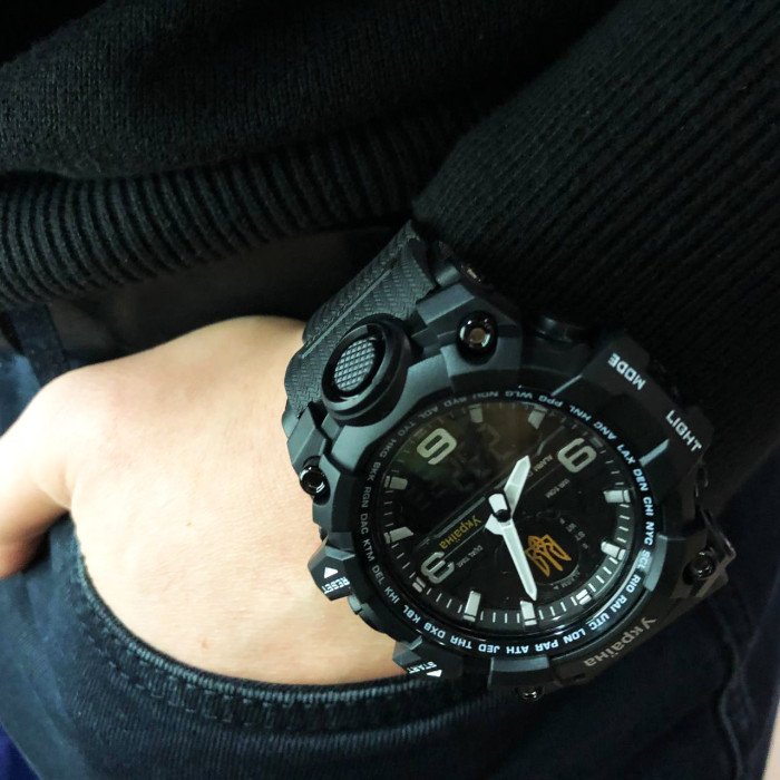 Годинник наручний чоловічий SKMEI 6851/1586BK, Армійський годинник протиударний, Водонепроникний чоловічий годинник