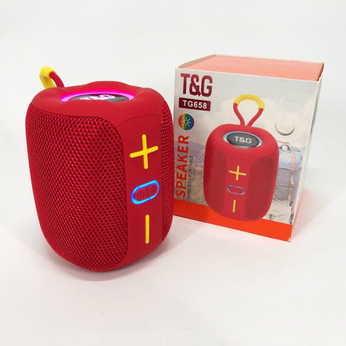 Портативна Bluetooth колонка TG658 8W з RGB підсвічуванням, колонка для вечірки. Колір: червоний