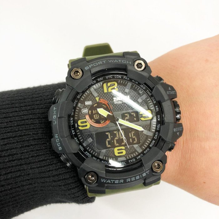 Годинник наручний чоловічий SKMEI 1520AG ARMY GREEN, військовий чоловічий наручний годинник зелений. Колір: зелений