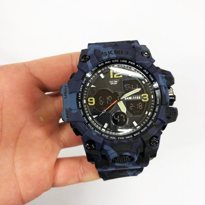 Годинник наручний чоловічий SKMEI 1155BCMBU, армійський годинник протиударний, чоловічий тактичний годинник