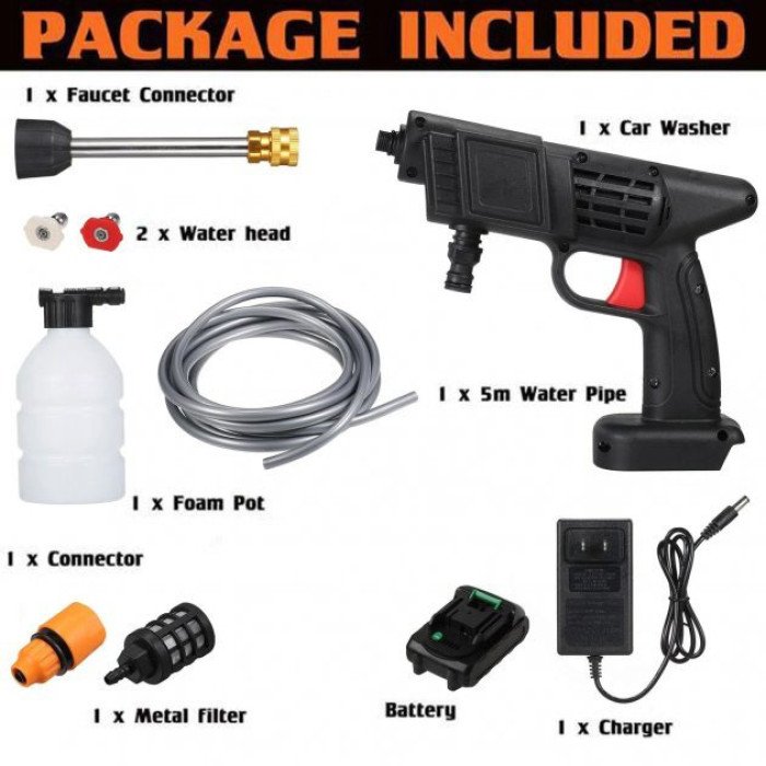 Акумуляторна Мийка з 2-ма АКБ Портативна Ручна Високого Тиску Універсальна