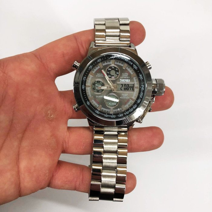 Годинник наручний чоловічий SKMEI 1515SI SILVER, водонепроникний чоловічий годинник. Колір: срібний