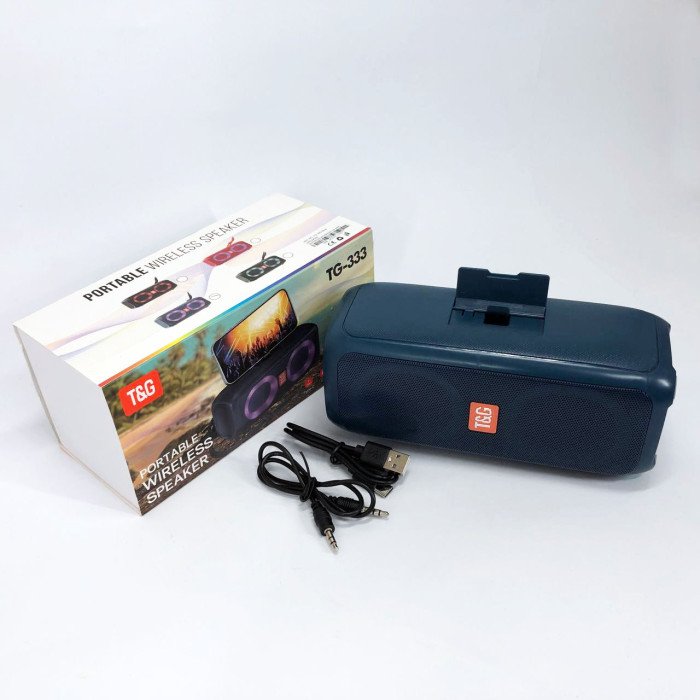 Портативна колонка TG333 2x5W з RGB підсвічуванням, гучна блютуз колонка. Колір: синій