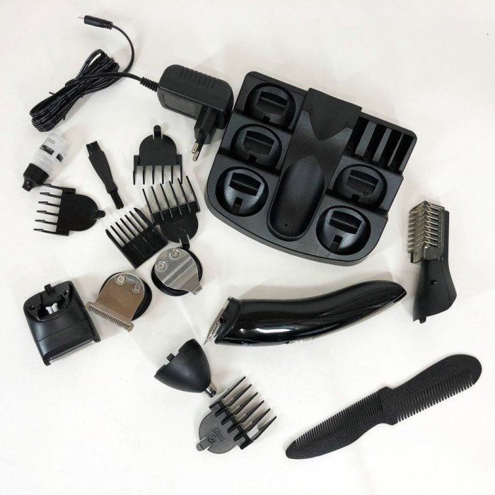 Тример чоловічий Kemei KM-600 універсальний 11 в 1 для стрижки волосся та гоління бороди та носа, бездротовий