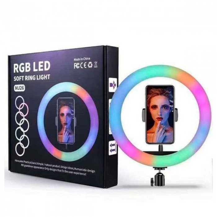 Кільцева світлодіодна лампа RGB LED RING MJ20 20 см із тримачем телефону