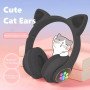 Бездротові навушники LED з котячими вушками CAT STN-28. Колір: чорний