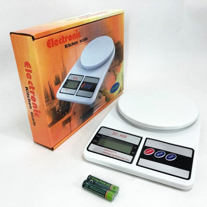 Ваги кухонні електронні Domotec SF-400 з LCD дисплеєм Білі до 10 кг