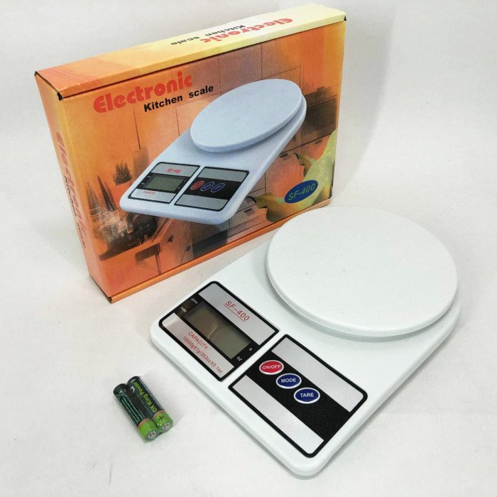 Ваги кухонні електронні Domotec SF-400 з LCD дисплеєм Білі до 10 кг