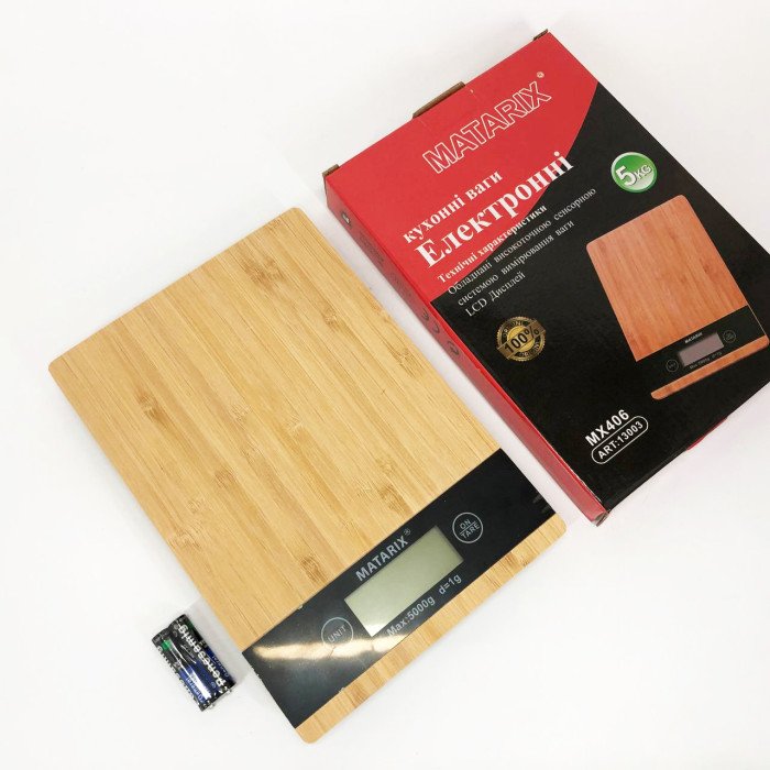 Ваги кухонні MATARIX MX-406 5кг Wood, Кухонні ваги для приготування страв, Ваги для домашньої кухні