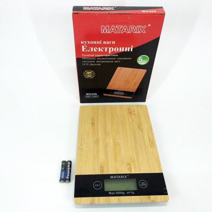Ваги кухонні MATARIX MX-406 5кг Wood, Кухонні ваги для приготування страв, Ваги для домашньої кухні