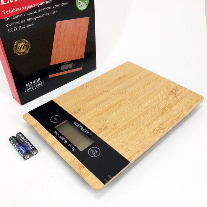 Ваги кухонні MATARIX MX-406 5кг Wood, Кухонні ваги для приготування страв, Ваги для домашньої кухні