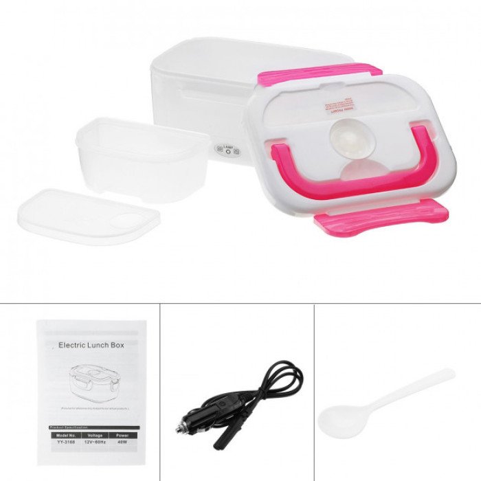 Ланч бокс електричний із підігрівом Lunch Heater 220 V Pro, ланч бокс від мережі. Колір: рожевий