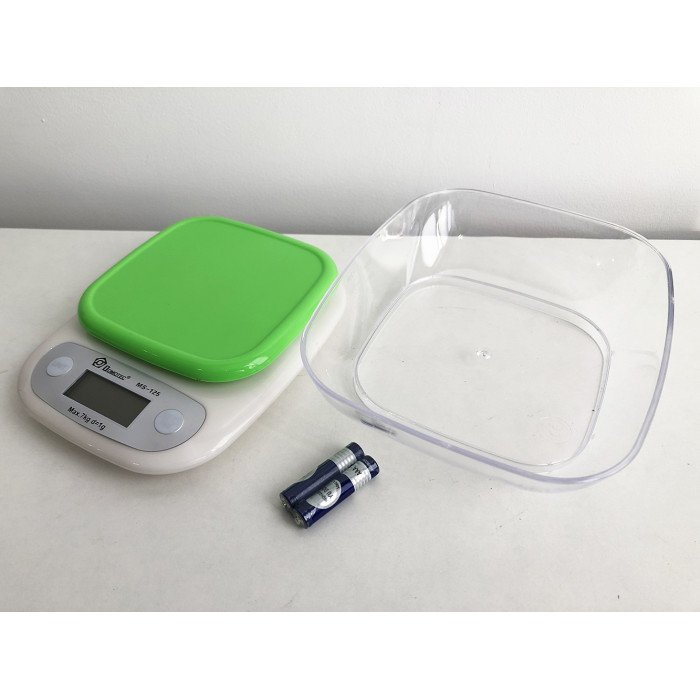 Ваги кухонні DOMOTEC MS-125 Plastic, точні кухонні ваги, ваги для зважування продуктів. Колір: зелений